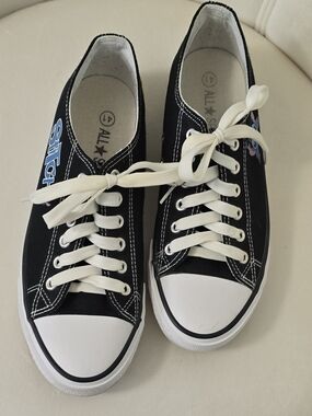 ALL SPORT Stitch Black Lace Up Low Top Comfort Sneakers Size 9 (size 41) EUC